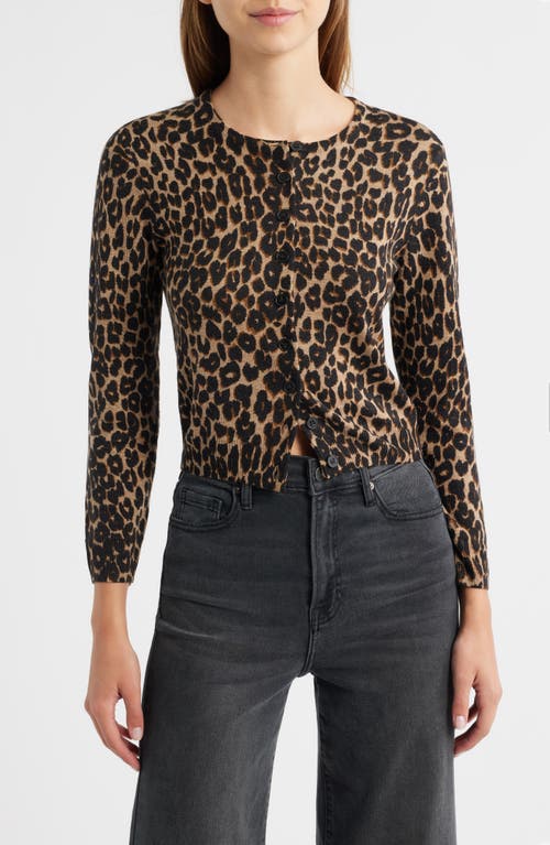 Reformation Reformation Bernadette Leopard Print Merino Wool Cardigan 
