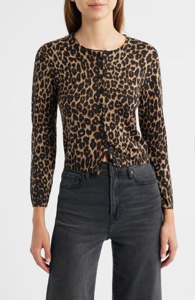 Reformation Reformation Bernadette Leopard Print Merino Wool Cardigan 