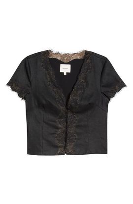 Reformation Reformation Brynn Lace Trim Linen Crop Top