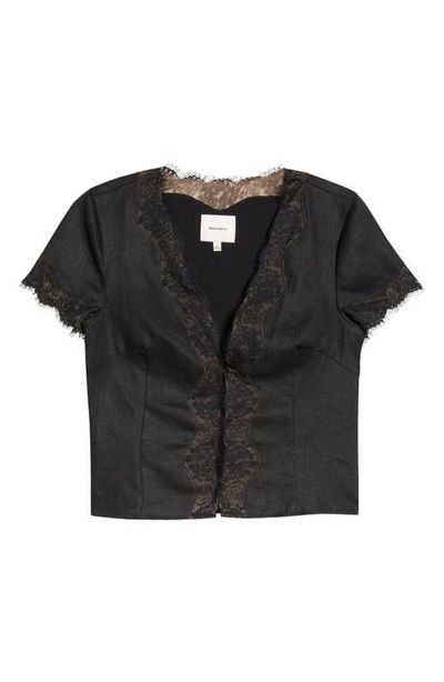 Reformation Reformation Brynn Lace Trim Linen Crop Top