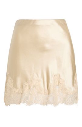 Reformation Reformation Carolina Lace Trim Silk Miniskirt