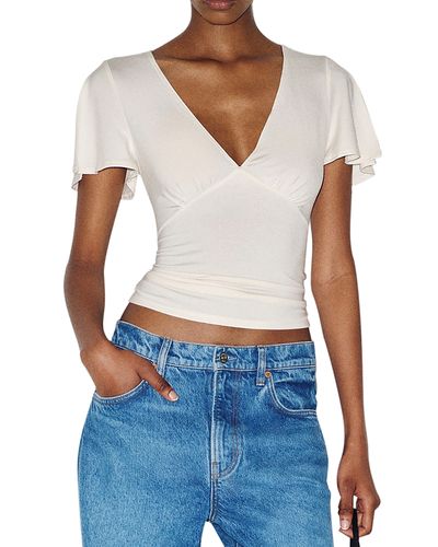 Reformation Reformation Cosette Knit Flutter Sleeve Top