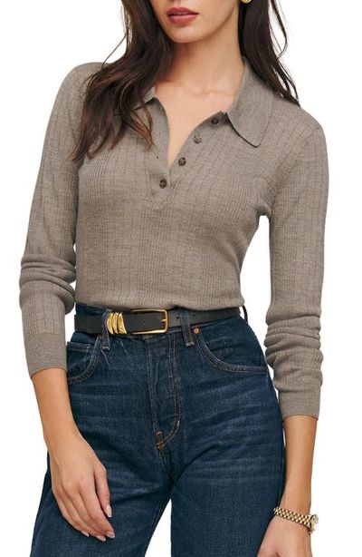 Reformation Reformation Hermia Rib Wool Polo Top