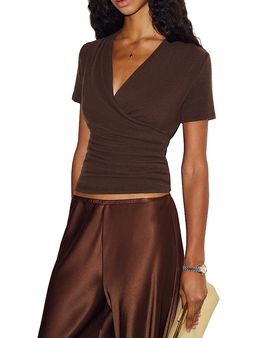 Reformation Reformation Larah Surplice Neck Knit Top