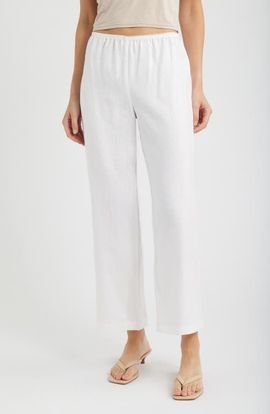 Reformation Reformation Lilah Lace Trim Linen Pants