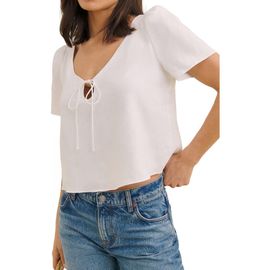 Reformation Reformation Mayla Tie Keyhole Linen Top