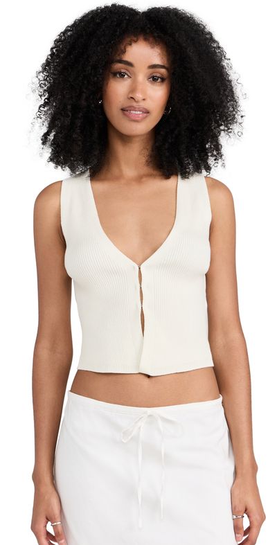 Reformation Reformation Myrtle Cotton Sweater Vest Fior Di Latte S