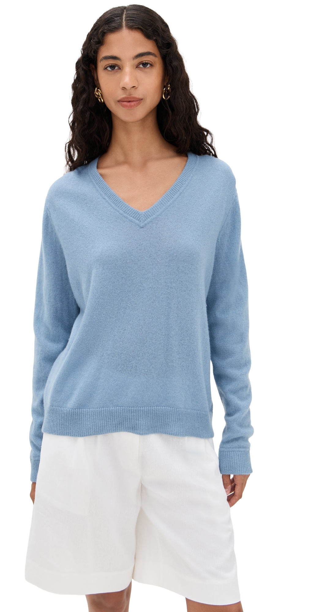 Reformation - Remi Cashmere V Neck Sweater Bluebell M