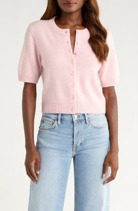 Reformation Reformation Short Sleeve Recycled Cashmere & Wool Cardigan