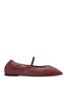 Reformation Reformation Women's Buffy Ruched Leather Ballet Flats