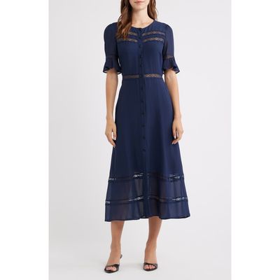 Reformation Reformation Woodson Lace Detail Shirtdress