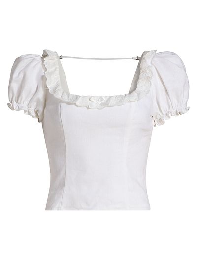 Reformation Women's Alice Embroidered Linen Top