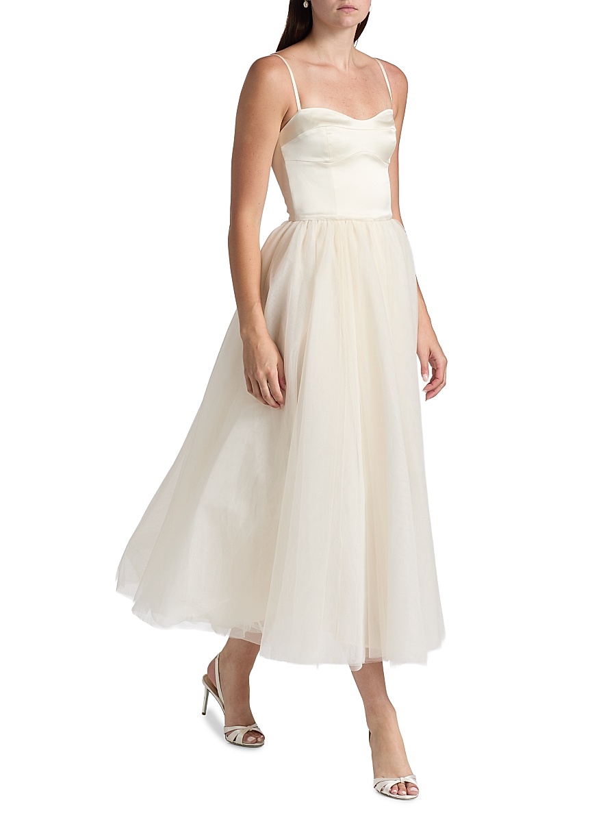 Reformation - Women's Alouette Satin Tea-Length Dress