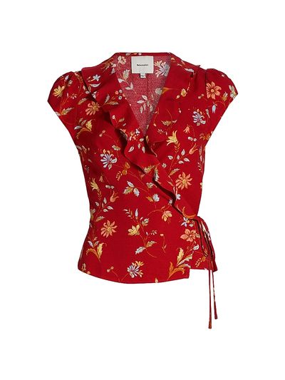 Reformation Women's Clemence Floral Crepe Wrap Top