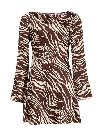 Reformation Women's Pike Zebra Satin Long-Sleeve Minidress