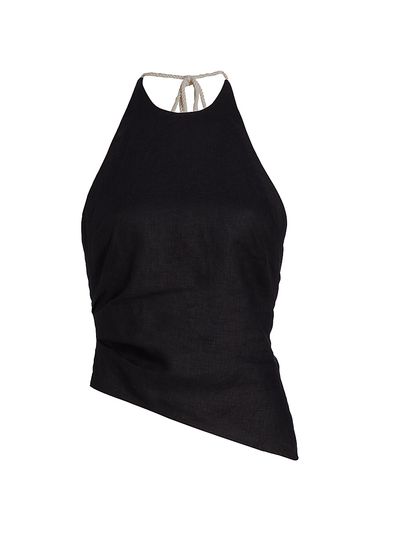 Reformation Women's Reese Linen Asymmetric Halter Top