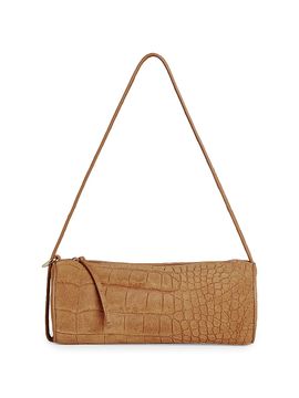 Reformation Women's Simona Cylinder Croc-Embossed Suede Shoulder Bag
