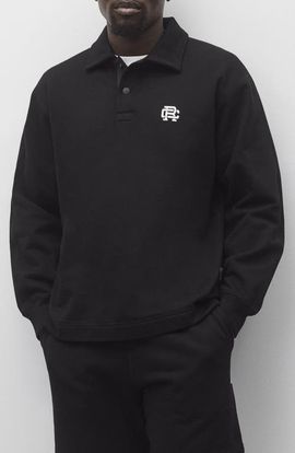 Reigning Champ Reigning Champ Embroidered Monogram Midweight Cotton French Terry Rugby Sweatshirt