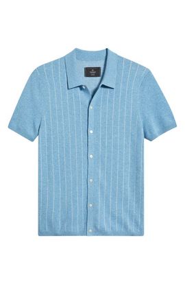 Reigning Champ Reigning Champ Piazza Stripe Cotton & Linen Blend Button-Up Shirt