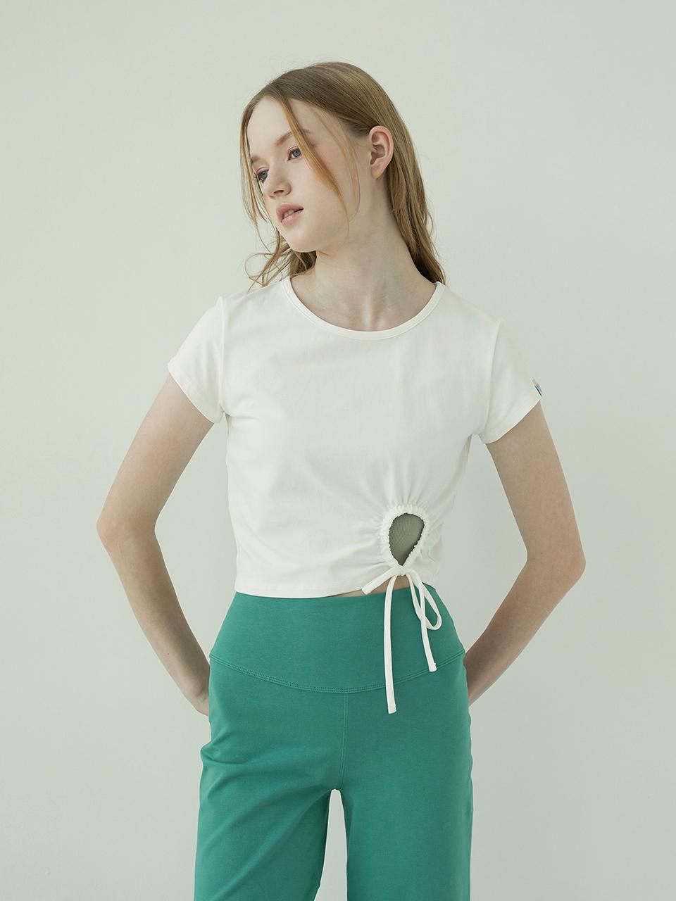 REINAMORA Cut-out Front Short Sleeve T-shirt_White