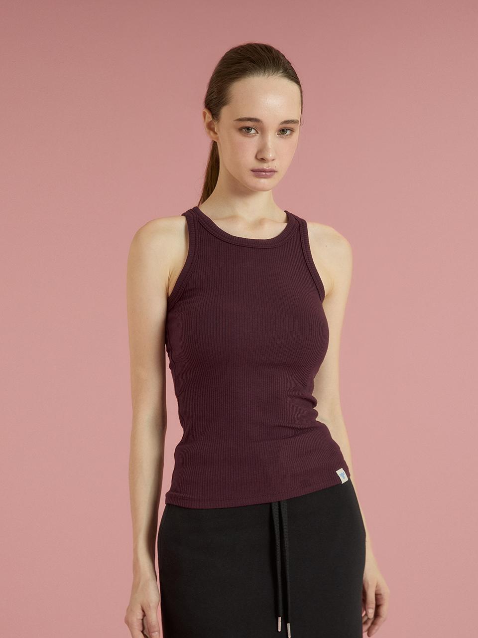 REINAMORA Fine Ribbed Tank Top_Burgundy