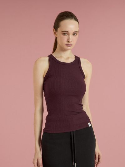 REINAMORA Fine Ribbed Tank Top_Burgundy