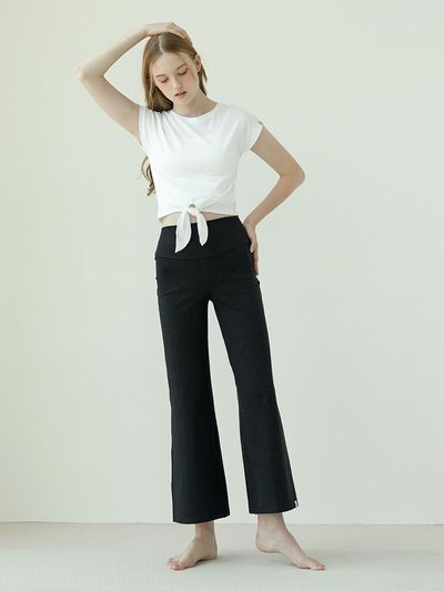 REINAMORA Minimal Wide Leg Pants Black