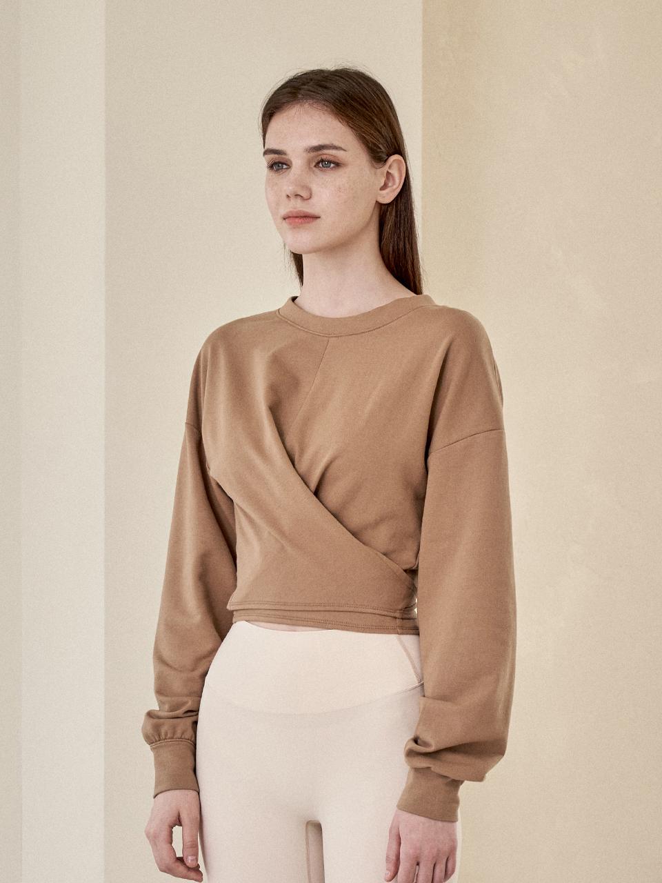 REINAMORA Relax Wrap Tie Sweatshirt_Brown