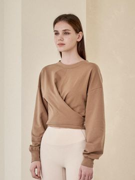REINAMORA Relax Wrap Tie Sweatshirt_Brown