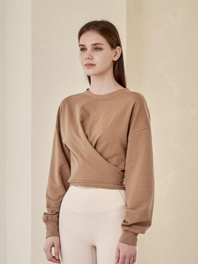 REINAMORA Relax Wrap Tie Sweatshirt_Brown