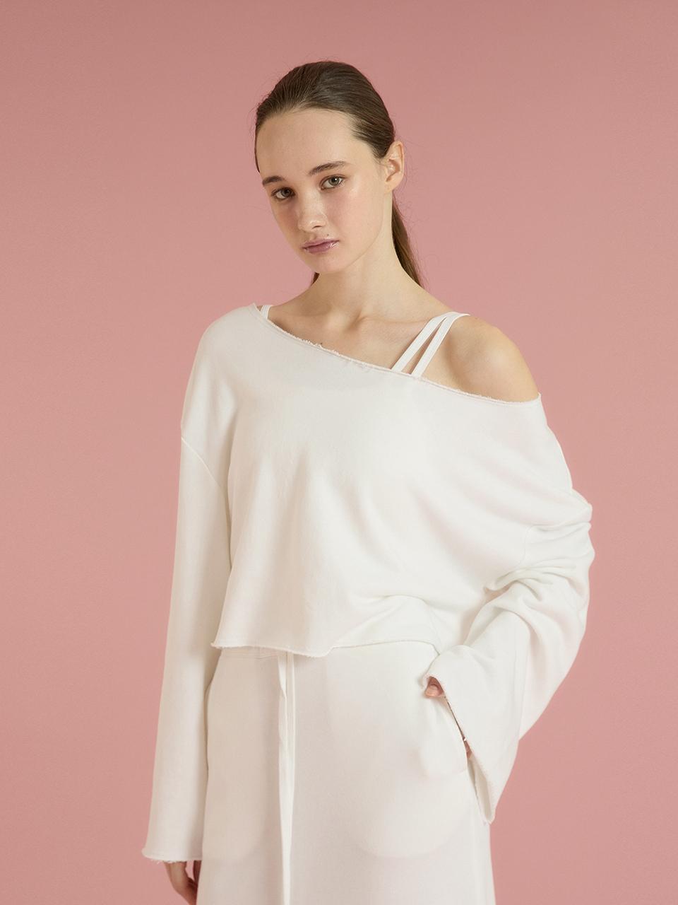 REINAMORA Soft sweat cropped cover-up white