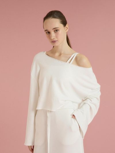 REINAMORA Soft sweat cropped cover-up white