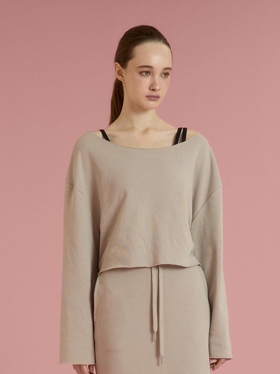 REINAMORA Soft sweat cropped cover-up_Beige