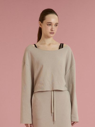 REINAMORA Soft sweat cropped cover-up_Beige
