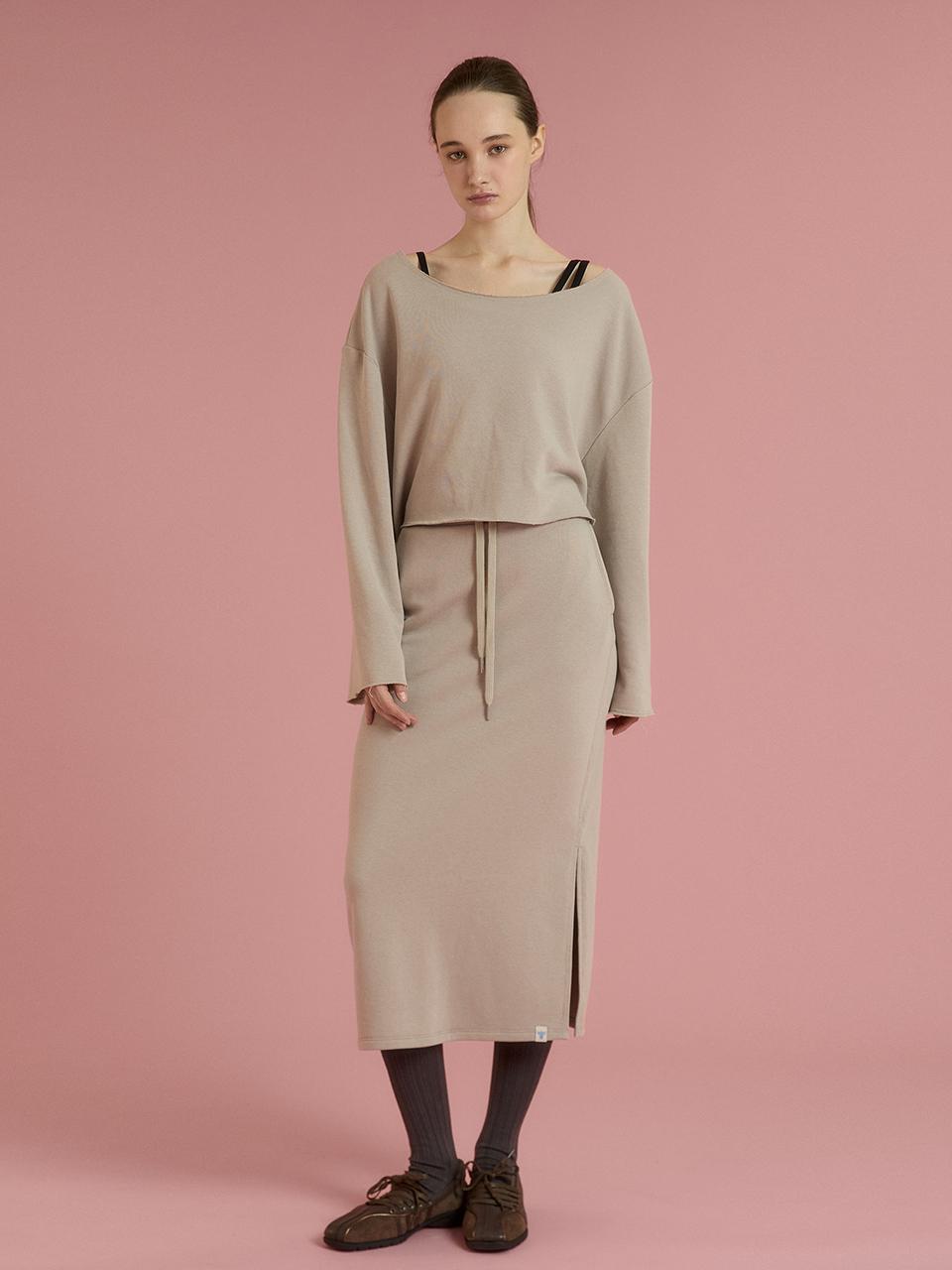 REINAMORA Soft sweat pencil skirt _Beige