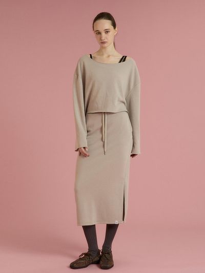 REINAMORA Soft sweat pencil skirt _Beige