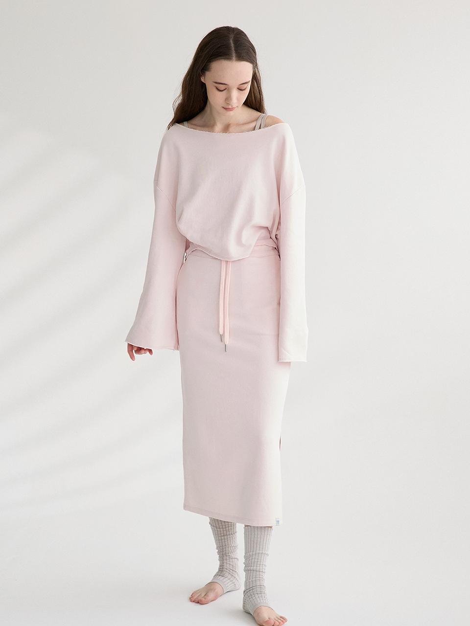 REINAMORA Soft sweat pencil skirt _rosewater