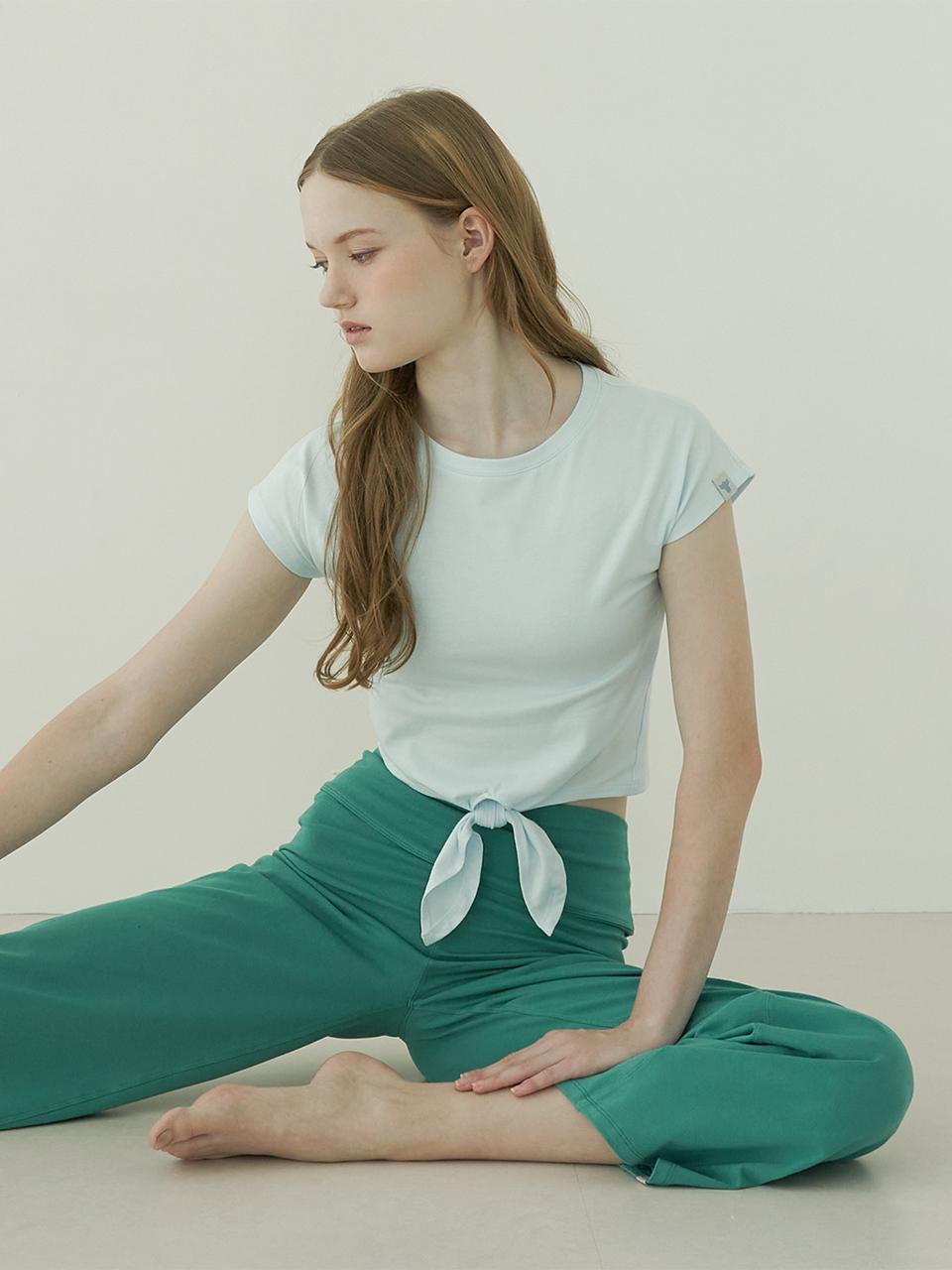 REINAMORA Tie Basic Short Sleeve T-shirt_Chock Blue