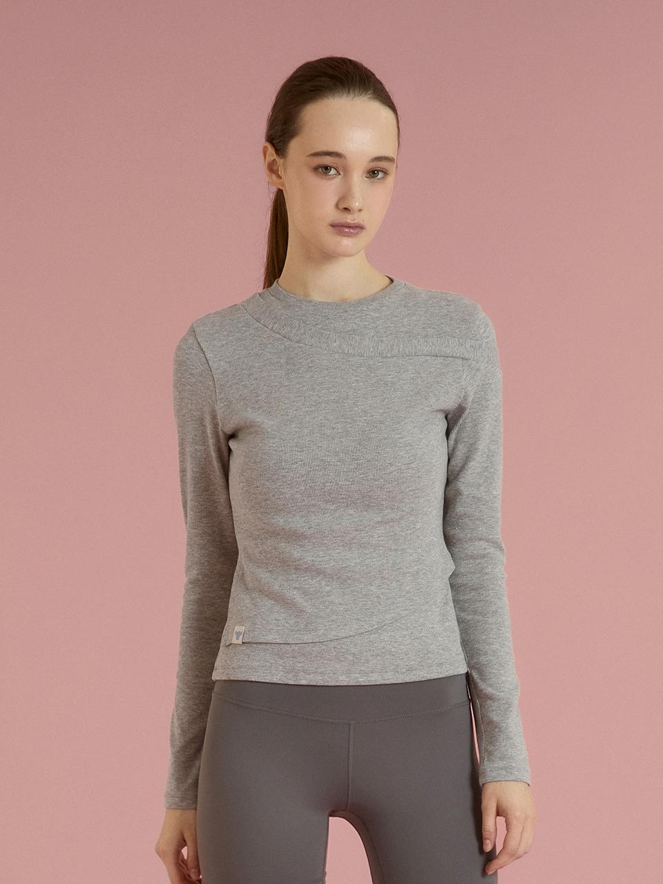 REINAMORA Unbalanced Layered Soft Sleeves Melange Gray