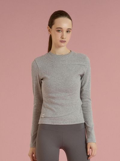 REINAMORA Unbalanced Layered Soft Sleeves Melange Gray