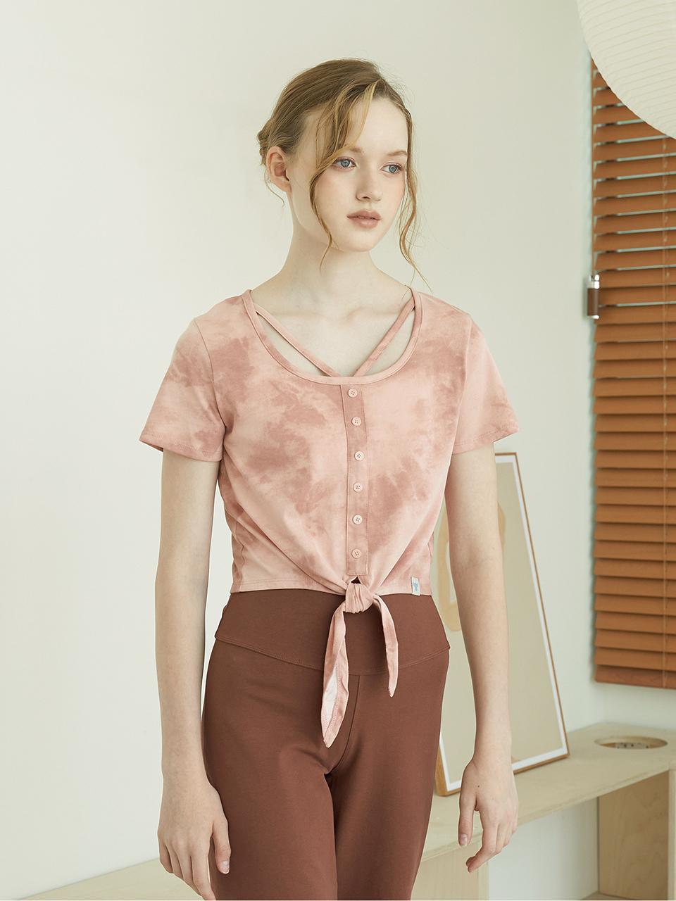REINAMORA V Strap Neck Knot Short Cover_ Sienna