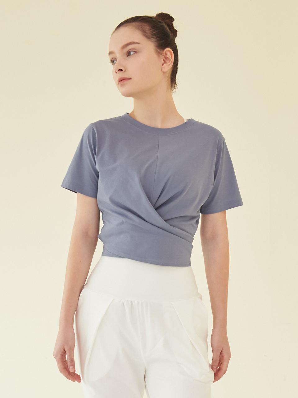 REINAMORA Wrapping Cross Short Sleeve T-shirt_Blue Ice