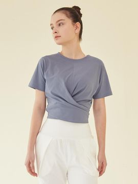 REINAMORA Wrapping Cross Short Sleeve T-shirt_Blue Ice