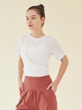 REINAMORA Wrapping Cross Short Sleeve T-shirt_Bright White
