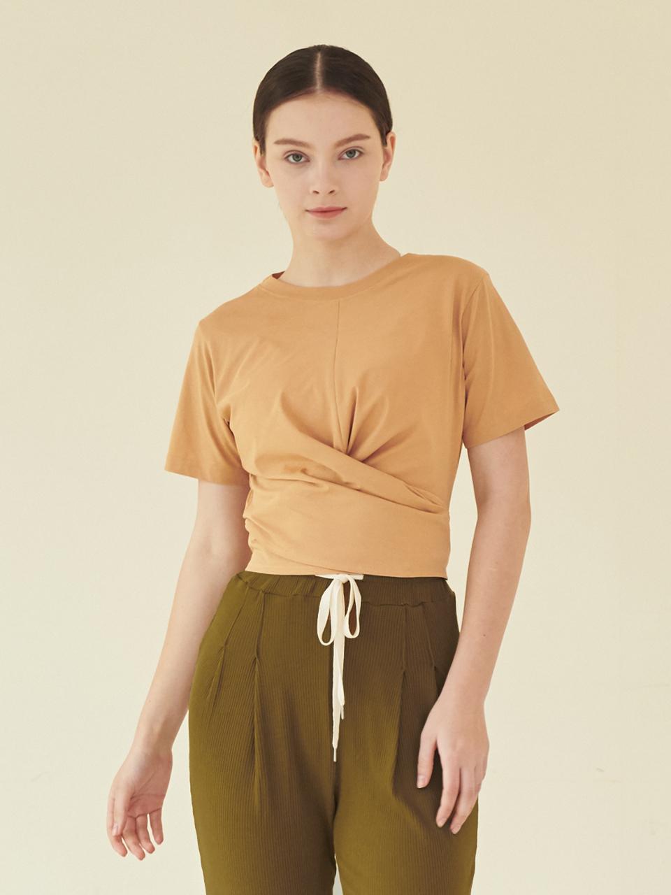 REINAMORA Wrapping Cross Short Sleeve T-shirt_Clay