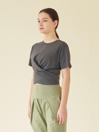 REINAMORA Wrapping Cross Short Sleeve T-shirt_Phantom