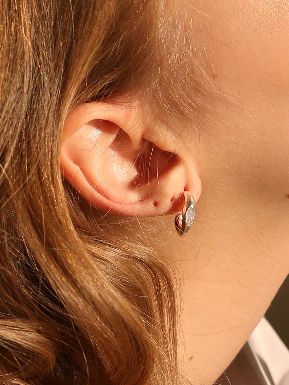 REINDEER 925 Silver Gold Plated Opal Stone Earring