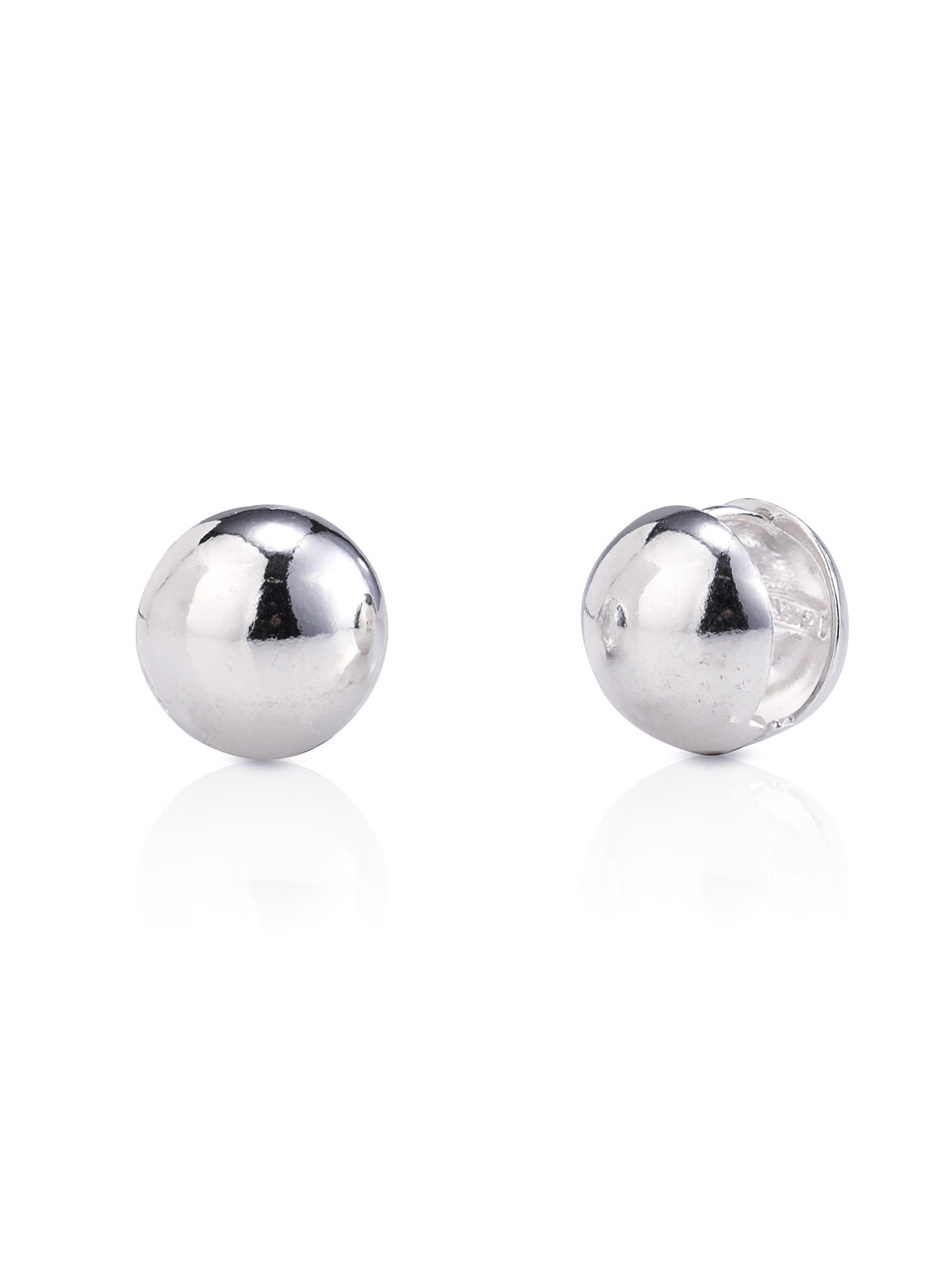 REINDEER Silver One-Touch Ball Earrings_Large