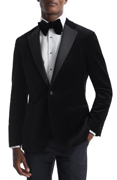 Reiss Reiss Ace Black Cotton Stretch Velvet Dinner Jacket 