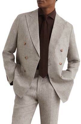 Reiss Reiss Amore Linen Double Breasted Suit Blazer